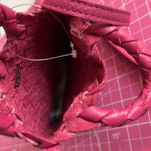 NEW Free People Pink Woven Hearts Leather Crossbody Small Bag - Picture 8 of 11